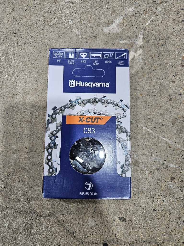 Saw Chain Husqvarna X-CUT® C83, 24 Inch 3/8" pitch, .050 gauge, 84DL (585550084)