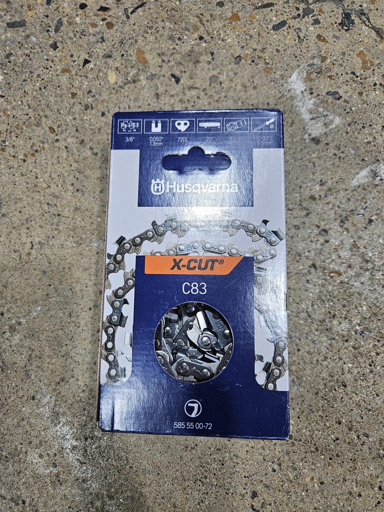  Saw Chain Husqvarna X-CUT® C83, 20 Inch 3/8" pitch, .050 gauge, 72DL (585550072) 